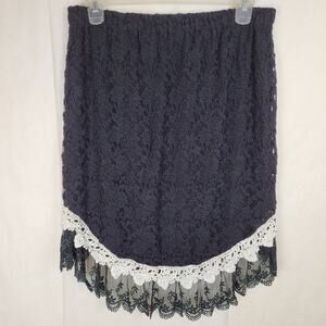 Lady Noiz black mixed lace skirt Size XL hi low hem crocheted Whimsigoth Regency